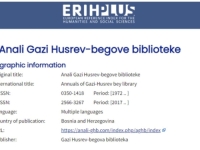 VEĆA DOSTUPNOST AUTORA: 'Anali Gazi Husrev-begove biblioteke' indeksirani u ERIH PLUS bazi